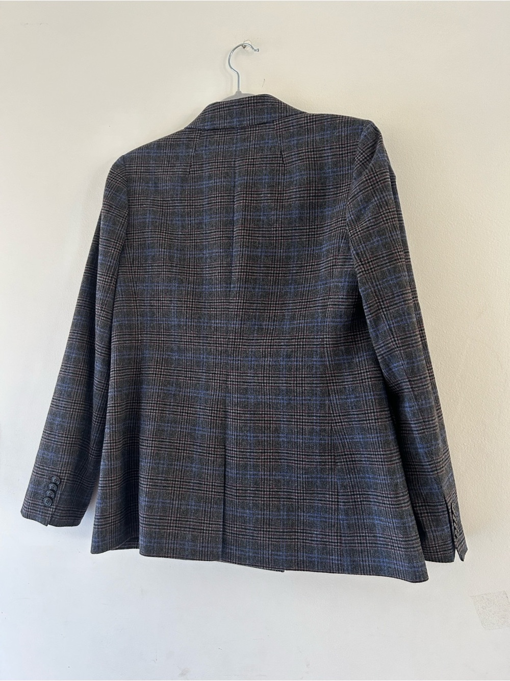Madewell Gray-Blue Checked Double-Breasted Blazer - Picture 11 of 16